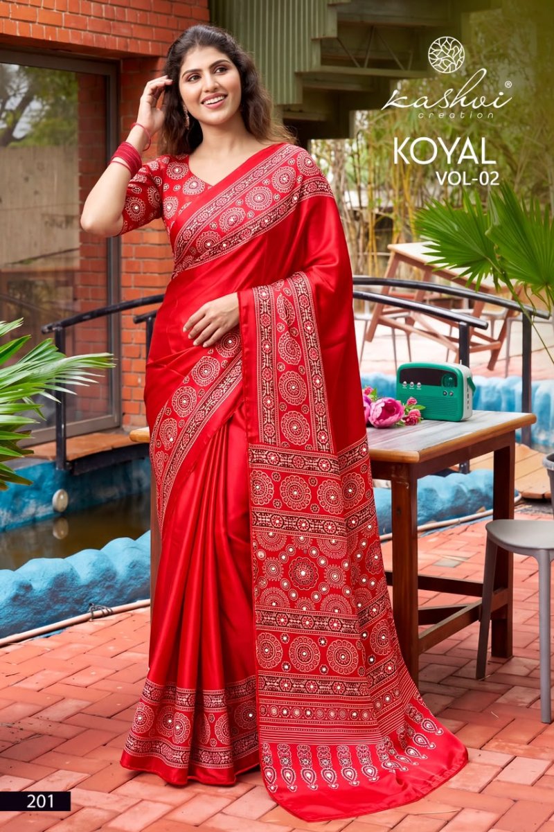 Koyal Vol 2 By Kashvi Japan Satin Mirror Work Saree 